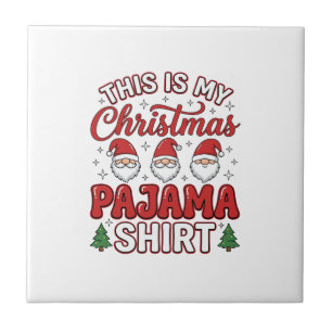 Weihnachts-Pyjama-Shirt Gnom Feiertagsdesign Fliese