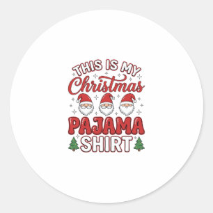 Weihnachts-Pyjama-Shirt Gnom Feiertagsdesign Runder Aufkleber