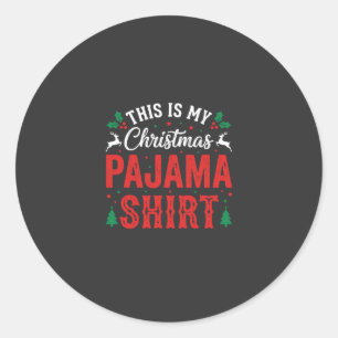Weihnachts-Pyjama-Shirt Lustiger Urlaub Runder Aufkleber