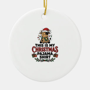 Weihnachts-Pyjama-Shirt Süße Kuh Holiday Design_1 Keramik Ornament