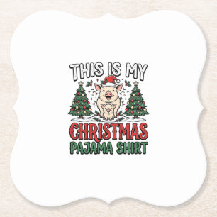 Weihnachts-Pyjama-Shirt Süßes Schwein Holiday Vect Untersetzer