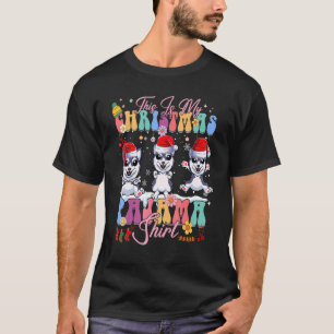 Weihnachts-Pyjama Sibirischer Husky Weihnachtsmann T-Shirt