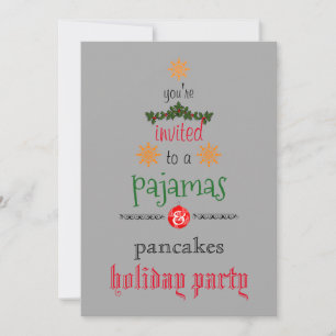 Weihnachts-Pyjamas und Pfannkuchen-Familienparty Einladung