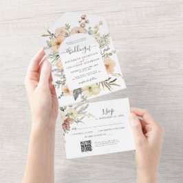 Weihnachts QR UAWG Woodland Winter Floral Wedding All In One Einladung