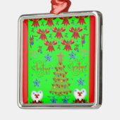 Weihnachts-Quadrat-Premiumschmuck grün, rot aus Silbernes Ornament (Links)