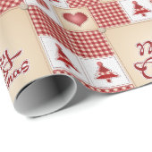 Weihnachts-Quilt: Empfänger Name Classic Red Geschenkpapier (Rolleneckpunkt)