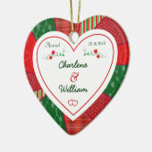 Weihnachts-Quilt-Herz-Geschenk zum 65. Jubiläum Keramikornament (Links)