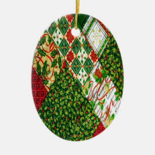 Weihnachts-Quilt-Hintergrund Keramikornament