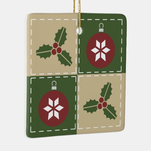Weihnachts-Quilt-Keramik Keramikornament (Rechts)