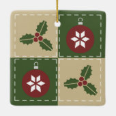 Weihnachts-Quilt-Keramik Keramikornament (Rückseite)