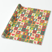 Weihnachts Quilt Muster Geschenkpapier (Ungerollt)