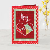 Weihnachts-Quilt-Patchwork-Herz in Weihnachten Pri Karte (Gelbe Blume)