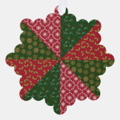 Weihnachts-Quilt-Stil Holly-Schneeflocken Ornament Karte (Vorderseite)