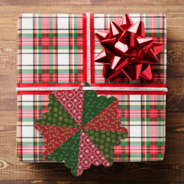 Weihnachts-Quilt-Stil Holly-Schneeflocken Ornament Karte