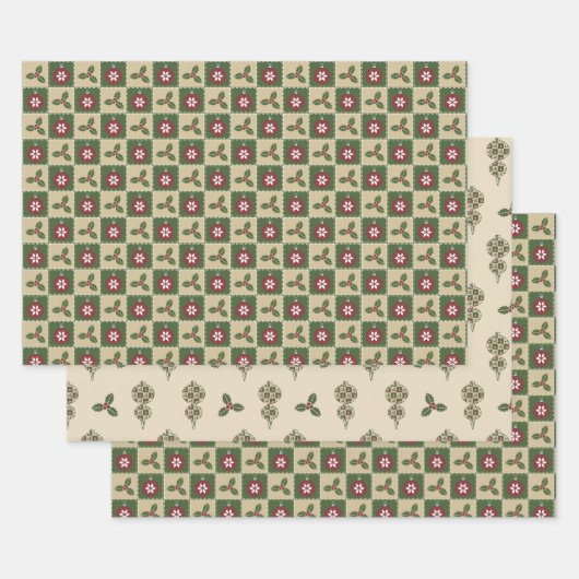 Weihnachts-Quilt-Wrapping Paper-Set Geschenkpapier Set (Set)