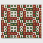 Weihnachts-Quiltquadrate Geschenkpapier (Flach)