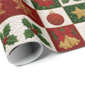 Weihnachts-Quiltquadrate Geschenkpapier (Rolleneckpunkt)