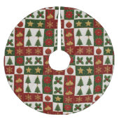Weihnachts-Quiltquadrate Polyester Weihnachtsbaumdecke (Vorderseite)