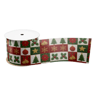 Weihnachts-Quiltquadrate Satinband