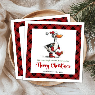 Weihnachts-Quirky-Silvester-Gans-Humor-Servietten Serviette