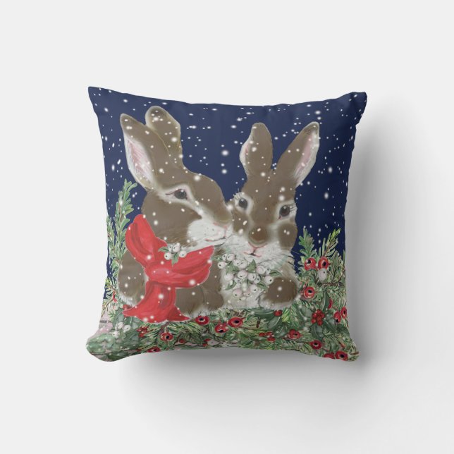 Weihnachts-Rabbit Tan Bunny Winter Holiday Kissen (Vorderseite)