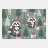 Weihnachts-Raccoon-Muster Geschenkpapier Set (Vorderseite 3)