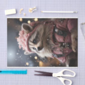 Weihnachts Raccoon Pink Jacket L.Facing Decoupage Seidenpapier (Handwerk)