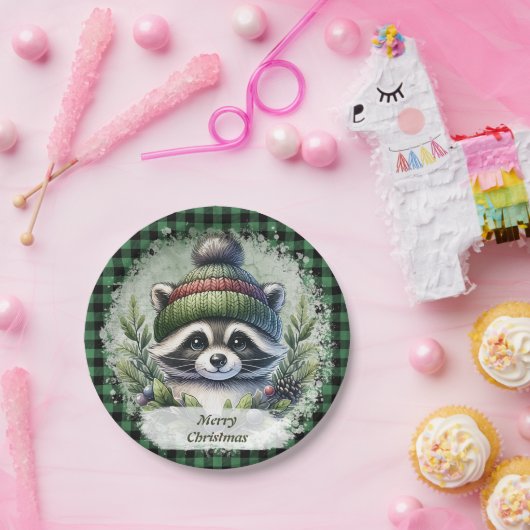 Weihnachts-Raccoon-Teller Pappteller (Party)