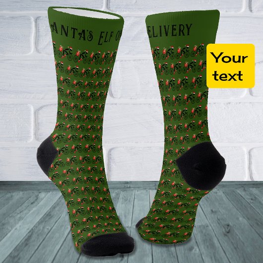 Weihnachts-Radfahrer-Komikermuster grün Socken