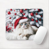 Weihnachts-Ragdoll-Katze In einer Weihnachtsmannmü Mousepad (Mit Mouse)