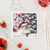 Weihnachts-Ragdoll-Katze In einer Weihnachtsmannmü Serviette (Beispiel)