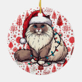 Weihnachts-Ragdoll-Katze, Weihnachts-Weihnachtsman Keramik Ornament (Hinten)