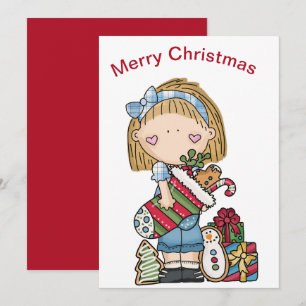 Weihnachts-Ragdoll mit einem Strumpf Feiertag Feiertagskarte