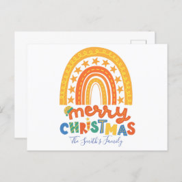 Weihnachts-Rainbow-Familie Frohe Weihnachts-Postka Postkarte