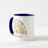 Weihnachts-Rainbow-LehrerInnen schätzen Navy Blue Tasse (Vorderseite Links)