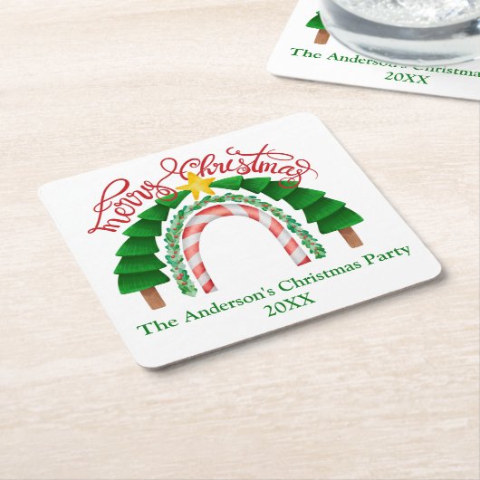 Weihnachts-Rainbow Rotes Weihnachtsfest Party Rechteckiger Pappuntersetzer (angewinkelt)