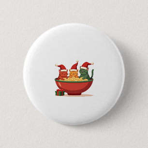 Weihnachts Ramen Cat Santa Anime Meow Kitty Meow C Button