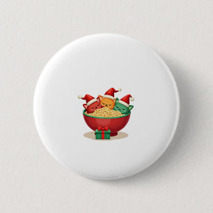Weihnachts Ramen Cat Santa Anime Meow Kitty Meow C Button