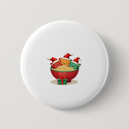 Weihnachts Ramen Cat Santa Anime Meow Kitty Meow C Button (Vorderseite)