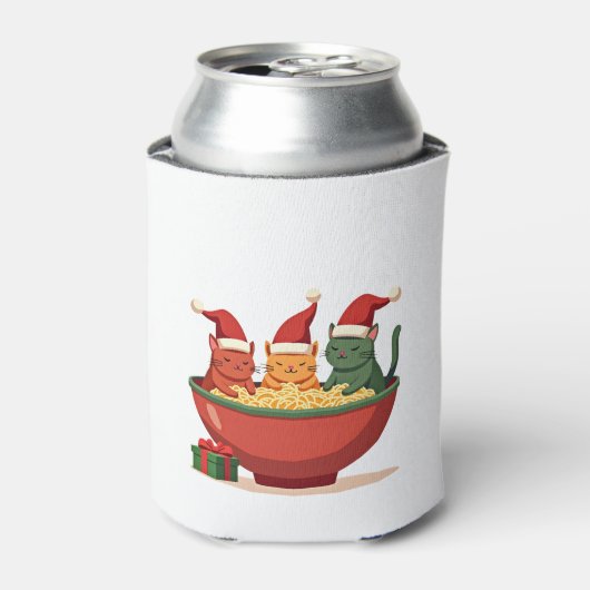 Weihnachts Ramen Cat Santa Anime Meow Kitty Meow C Dosenkühler (Kanne Vorderseite)