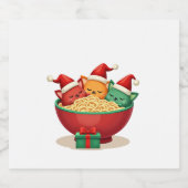 Weihnachts Ramen Cat Santa Anime Meow Kitty Meow C Schaumweinetikett (Einzelnes Label)