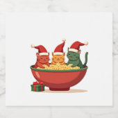Weihnachts Ramen Cat Santa Anime Meow Kitty Meow C Schaumweinetikett (Einzelnes Label)