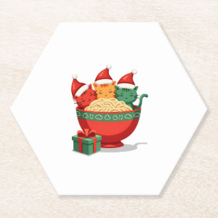 Weihnachts Ramen Cat Santa Anime Meow Kitty Meow C Untersetzer