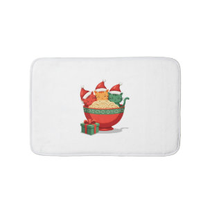 Weihnachts-Ramen-Katze Santa Anime Miauen Kitty Mi Badematte