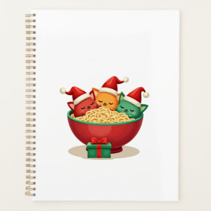 Weihnachts-Ramen-Katze Santa Anime Miauen Kitty Mi Planer