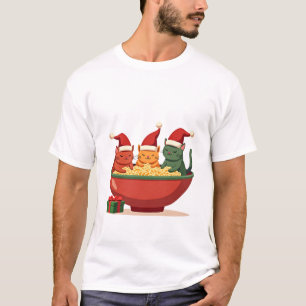 Weihnachts-Ramen-Katze Santa Anime Miauen Kitty Mi T-Shirt