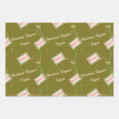 Weihnachts-Rappins Grün, Rot und Blau Geschenkpapier Set (Vorderseite)