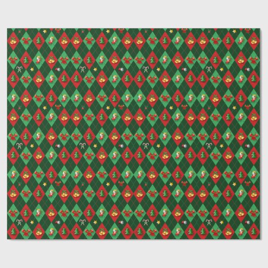 Weihnachts-Raute Diamond Pattern Geschenkpapier (Flach)