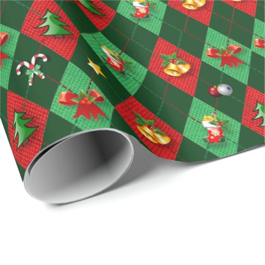 Weihnachts-Raute Diamond Pattern Geschenkpapier (Rolleneckpunkt)