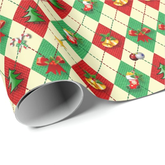 Weihnachts-Raute Diamond Pattern Geschenkpapier (Rolleneckpunkt)